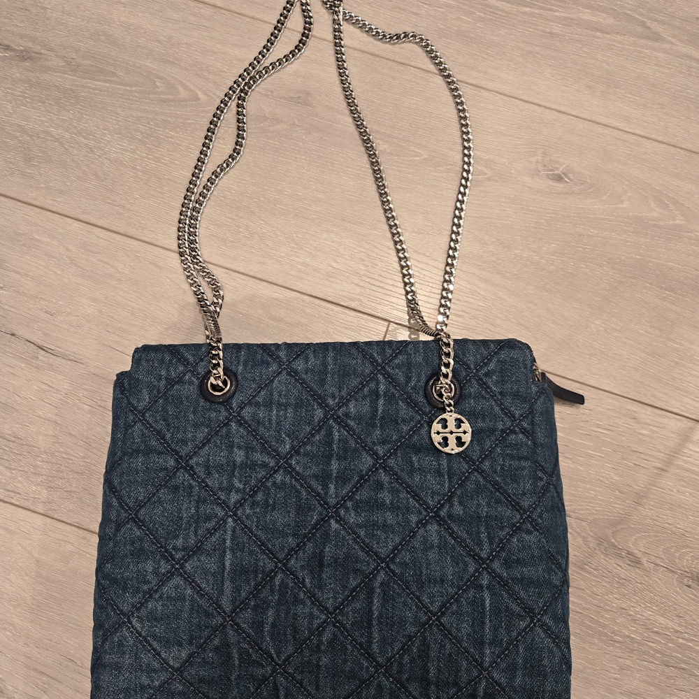 Tory Burch Denim Blue Quilted Women's Bag